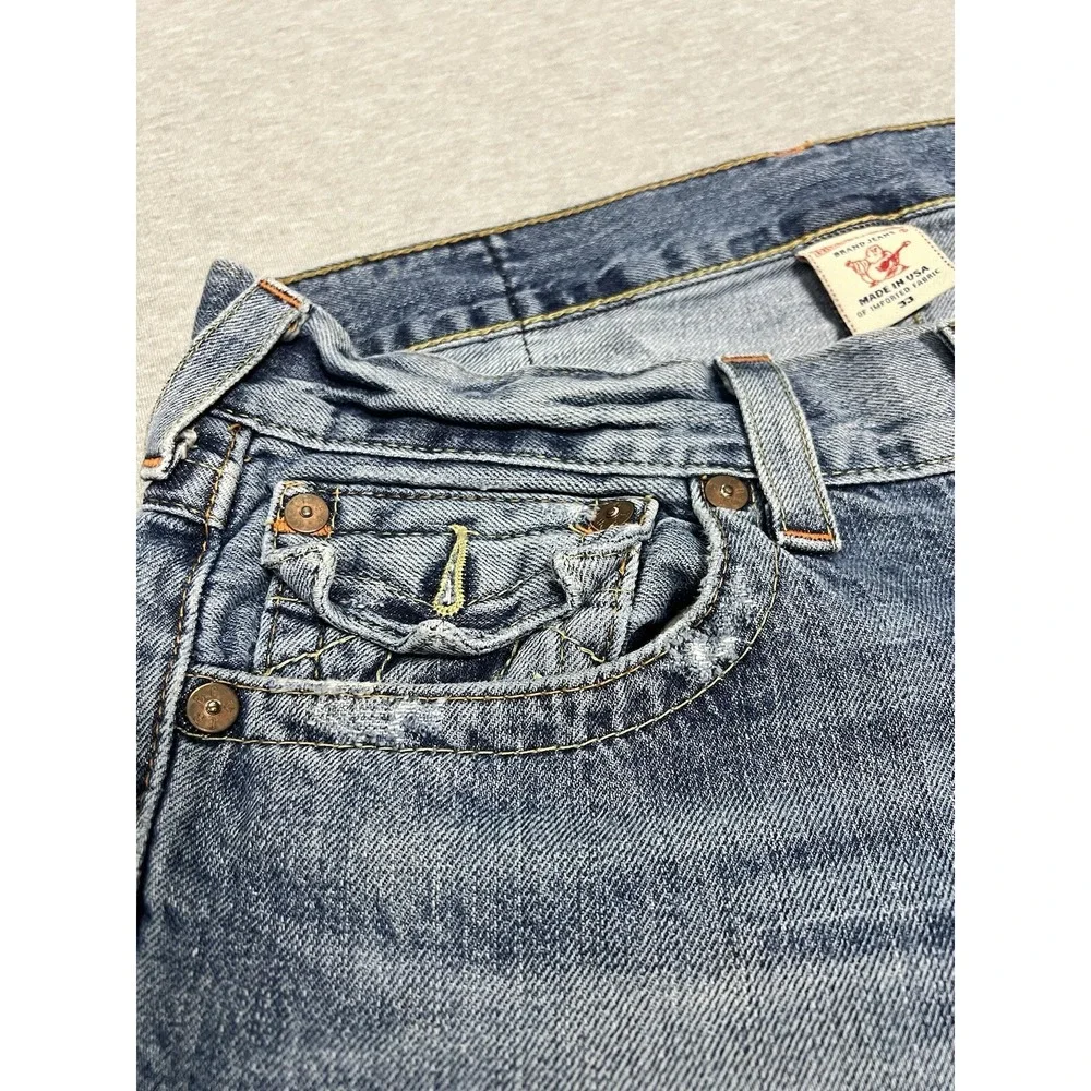 Vintage True Religion Y2K 90s Jeans Bootcut Women's US 33 Denim Distressed